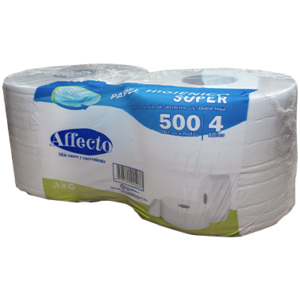 Papel Higiénico Institucional Doble Hoja Gofrado Affecto Jumbo 4x500 mts